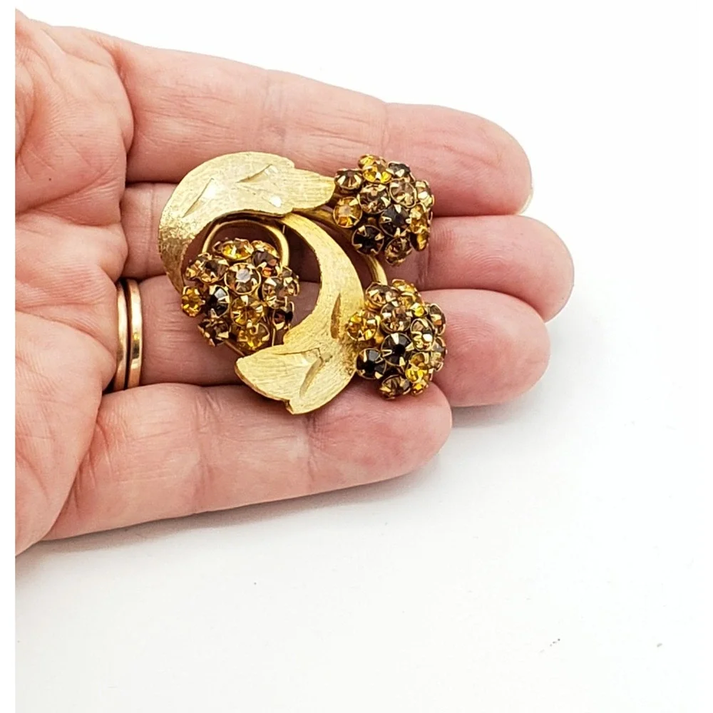 Rhinestone Flower Brooch Pin 2.5